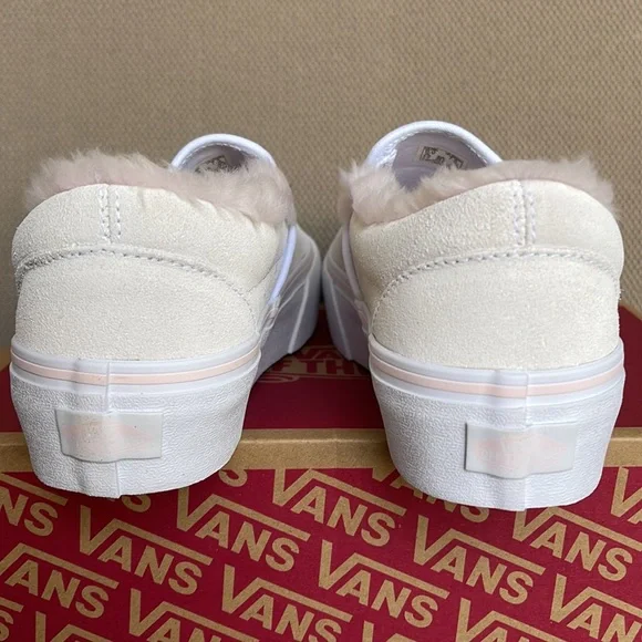 Vans Classic Slip-On Platforms Suede / Fur True White WMNS - Picture 14 of 16